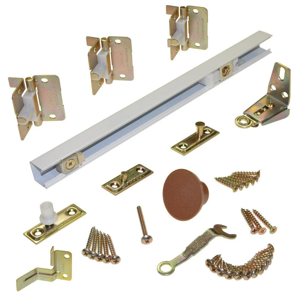 Door Hardware Set, White, 33 Inches, For Two Doors
