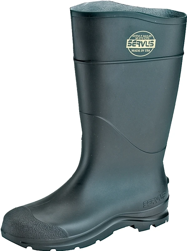 Men's Size 7 Black Steel Toe Pvc Rubber Boot - Durable And Comfortable