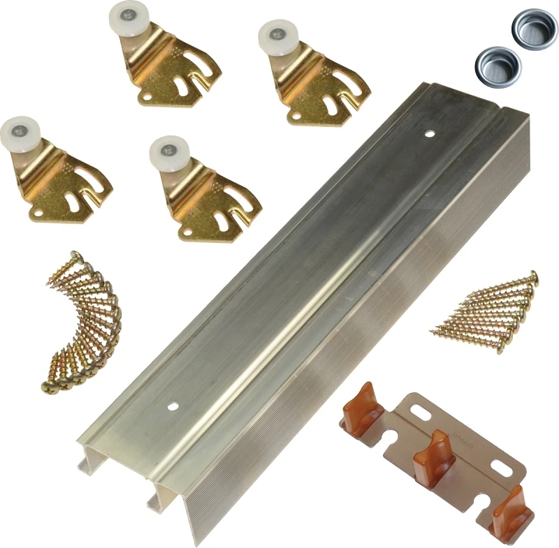 Two Door Bypass Track Hardware Kit, Aluminum, 72 Inches Length