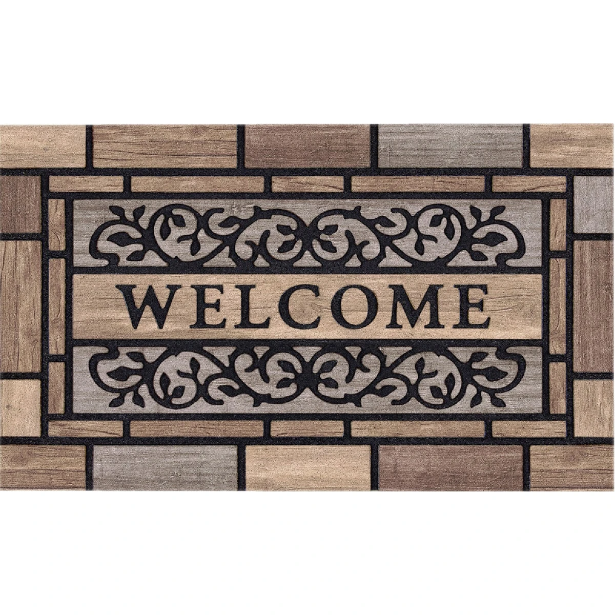 Apache Masterpiece Wood Stone Door Mat 18" X 30" With Recycled Rubber Base