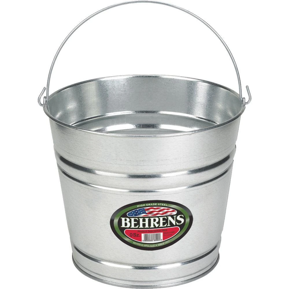 Galvanized Steel Water Pail, 8 Quart Capacity, Durable Rust-Resistant Construction