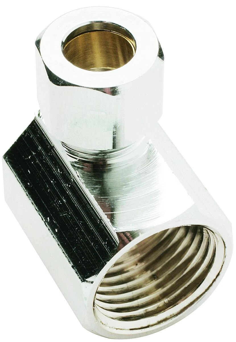Brass Compression Angle Connector Chrome Plated Lead Free 3/8 Inch Female Pipe Thread by 3/8 Inch Outside Diameter