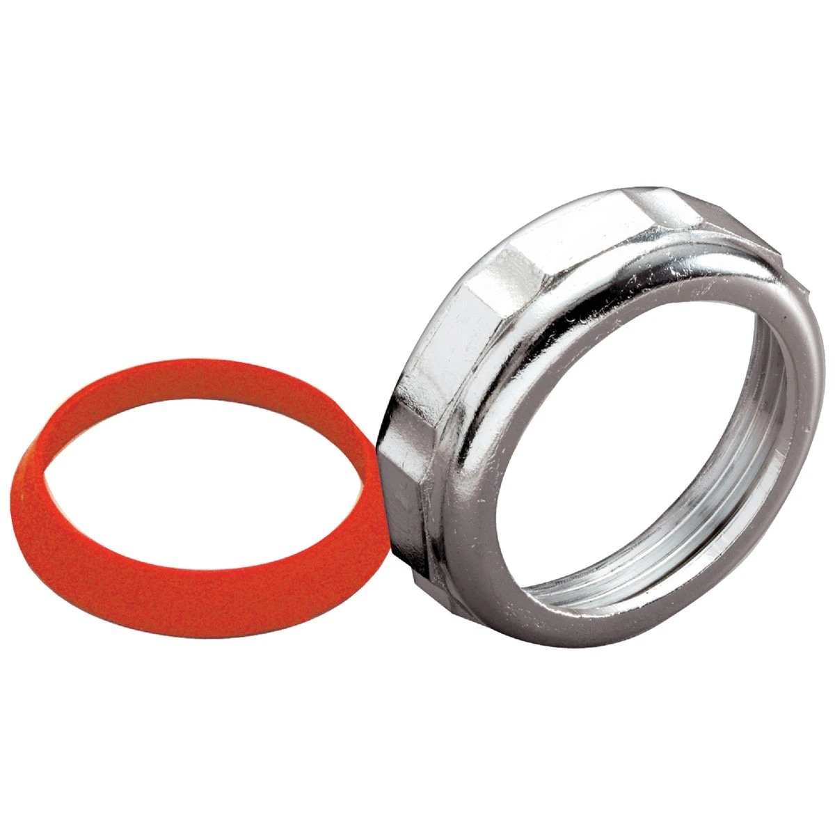 2 In. X 2 In. Chrome-plated Die-cast Slip Joint Nut With Rubber Washers