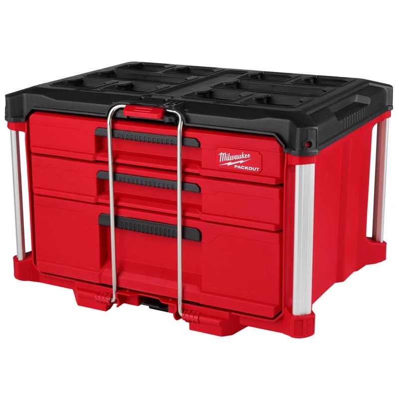 Multi-depth 3-drawer Tool Box, 50 Lb. Capacity, Red/black