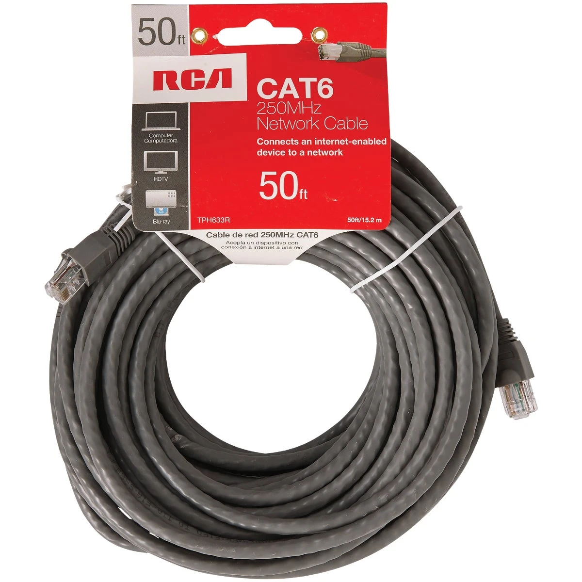 50 Ft. Cat-6 Gray Network Cable, 250 Mhz Performance