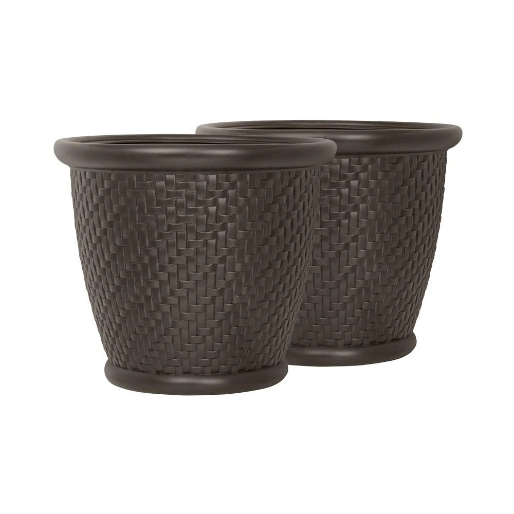 Herringbone 18 in. Round Java Blow Molded Resin Planter (2-Pack)