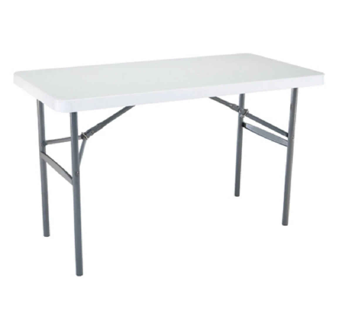 Folding Table, White Polyethylene With Steel Frame, 24 X 48-inches