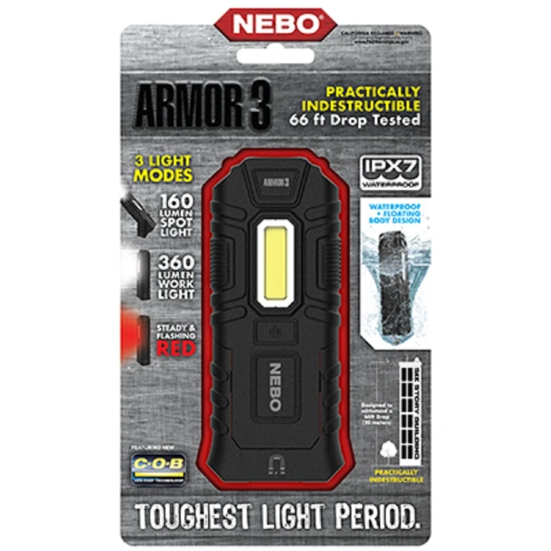 Armor3 360 Lumen Black Led Cob Flashlight With Aaa Battery Compatibility
