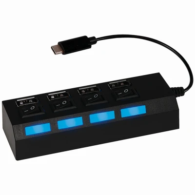 Usb C To 4-port Usb Hub With Individual Led Switches