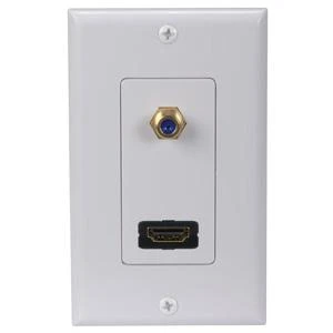 Hdmi F Connector Wall Plate For In-wall Hdmi And Coax Cables, Model Dh202e