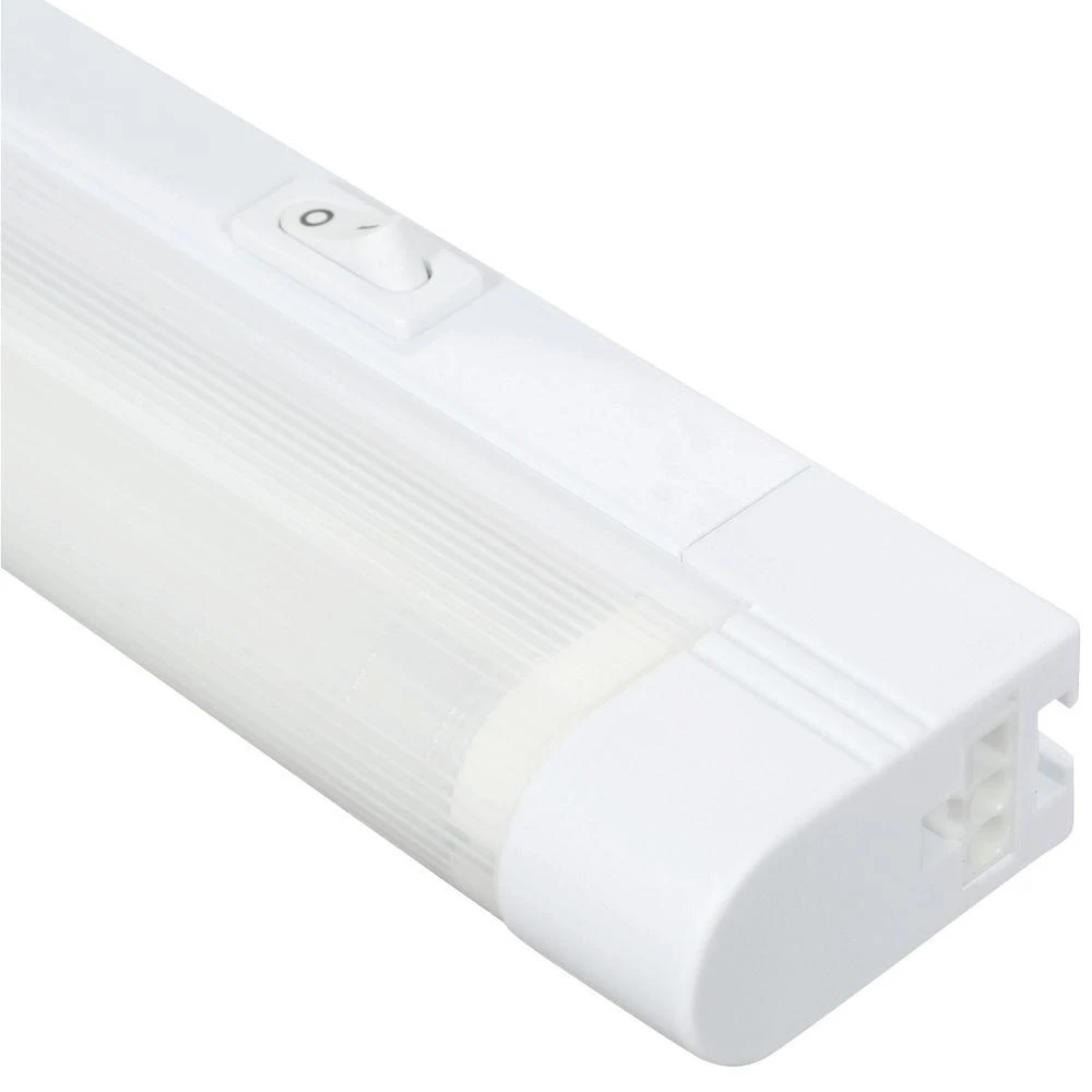 Under-Cabinet White Fluorescent Light Fixture, Plug-In, 14-Inch Length