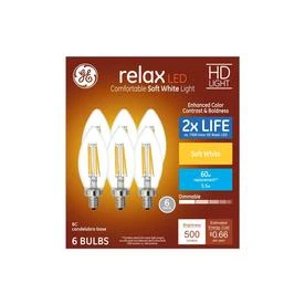 Relax HD LED Globe Light Bulbs, Clear, Soft White, 350 Lumens, 4.5 Watt, 3-Pk.