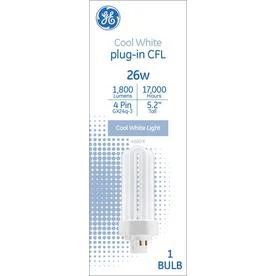 3-Tube Compact Fluorescent Light Bulb with 4-Pin Base, Cool White, 1800 Lumens, 26 Watt