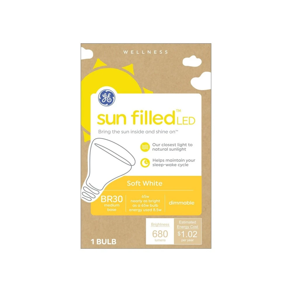 Led Light Bulb, Sun Filled, Frosted Br30, 680 Lumens, 8 Watt, Dimmable