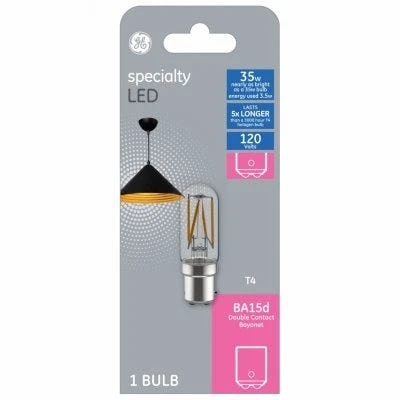 Led T4 Filament Light Bulb, 3 Watt, 350 Lumens, Ba15d Base