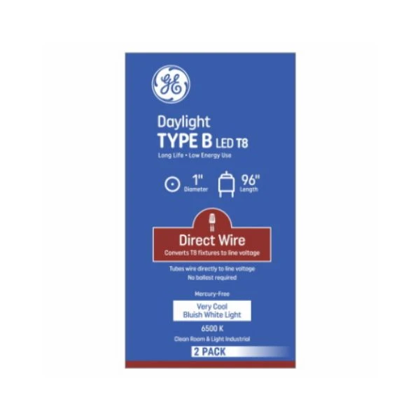 Direct-Wire T8 Daylight LED Tube Light Linear Bulbs, Type B, 96 In., 2-Pk.