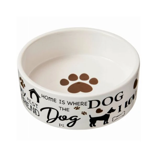 I Love Dogs Ceramic Dog Dish, 5 Inch Stylish Bowl For Food And Water