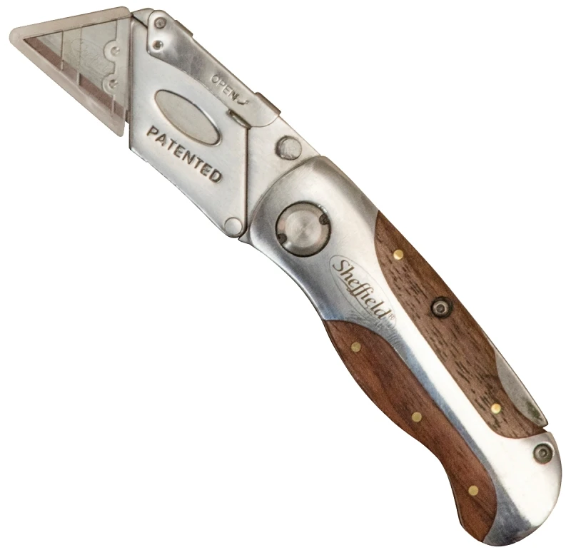 Premium Lockback Fixed Folding Utility Knife With Stainless Steel And Hardwood Handle