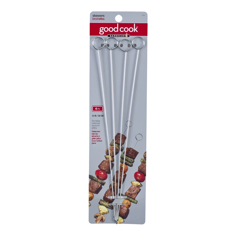 Chrome-Plated Flat Skewers, 12 In., 4-Pk.