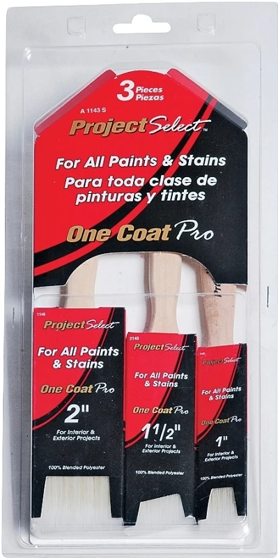Three Piece Professional Paint Brush Set with One Coat Technology