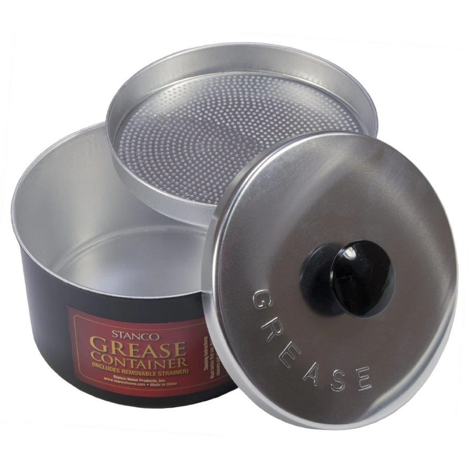 Aluminum Grease Strainer Cup With Lid, 32 Oz Capacity