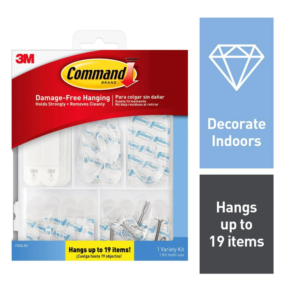 Hanging Hooks, General Purpose, Assorted, Clear, 53-Pk.