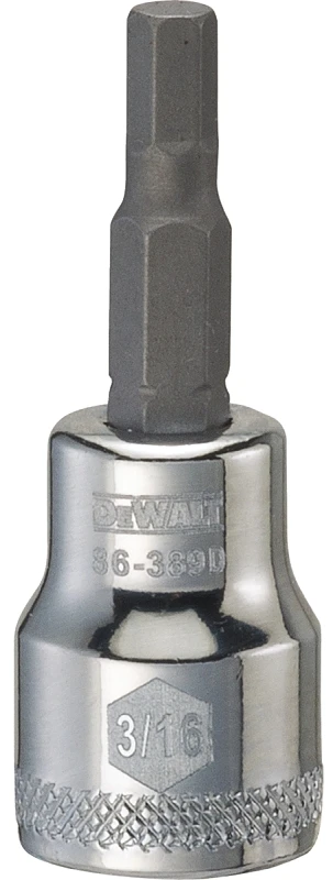Hex Bit Socket, 3/16 In. Size, 3/8 In. Drive, Durable Chrome Vanadium Steel