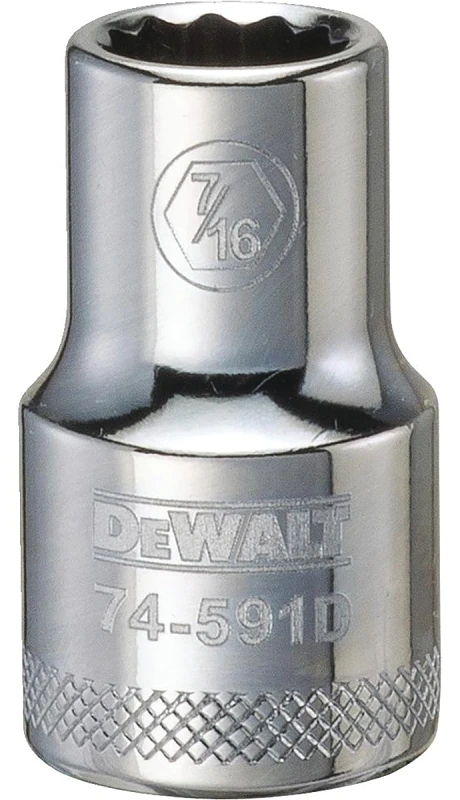 Shallow SAE Socket, 12-Point, 7/16 Inch, 1/2 Inch Drive