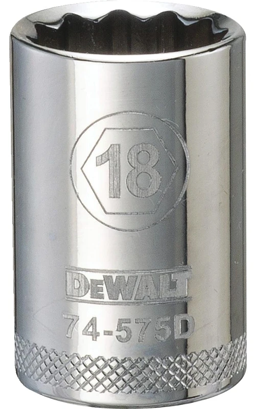 Metric Shallow Socket, 12-point, 1/2 Inch Drive, 18mm - Dwmt74575osp