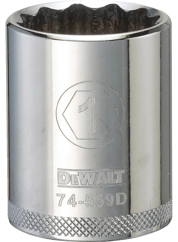 Shallow SAE Socket, 12-Point, 1 Inch Size, 1/2 Inch Drive