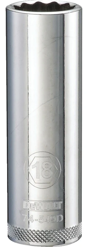 18 Millimeter Metric Deep Socket, 12-Point Design, 1/2 Inch Drive