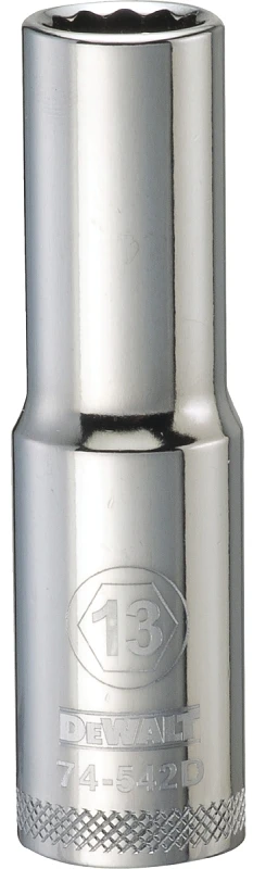 13 Millimeter Metric Deep Socket, 12-Point, 1/2 Inch Drive