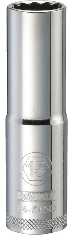 15 Millimeter Metric Deep Socket, 12-Point, 1/2 Inch Drive