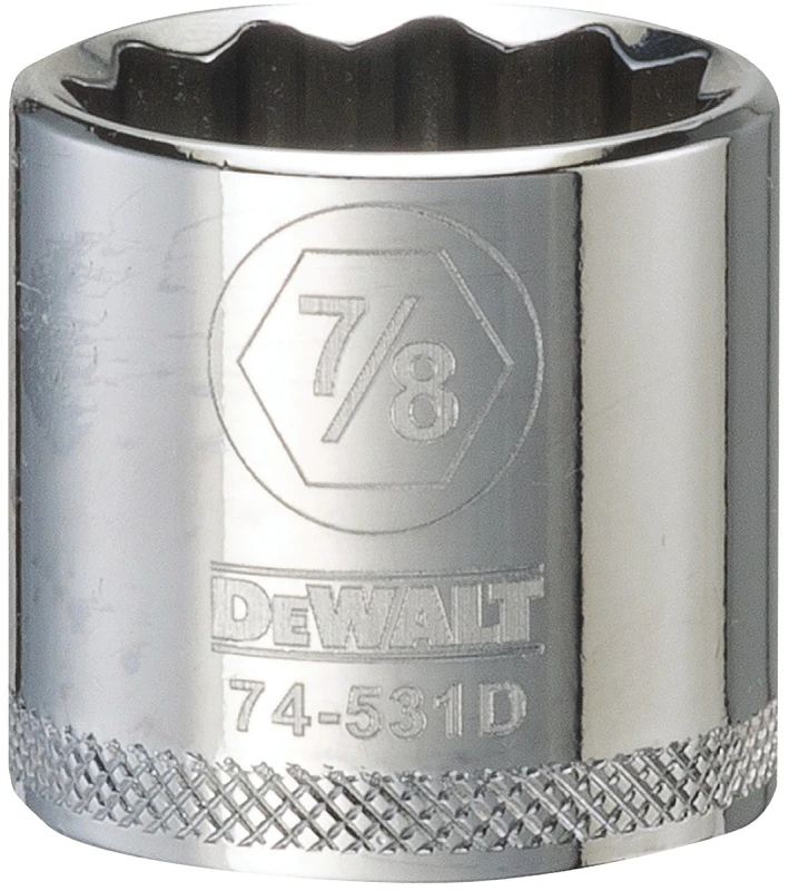 Seven Eighths Inch SAE Shallow 12-Point Socket with Three Eighths Inch Drive