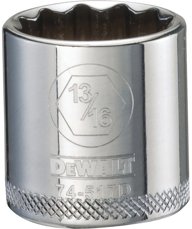 Shallow SAE Socket, 12-Point, 13/16 Inch, 3/8 Inch Drive