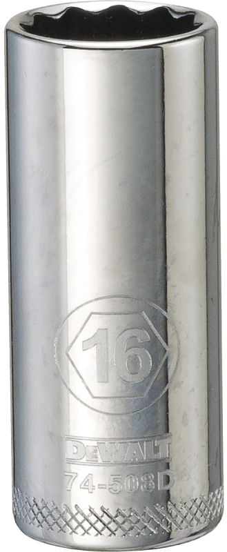 16 Millimeter Metric Deep Socket, 12-Point, 3/8 Inch Drive