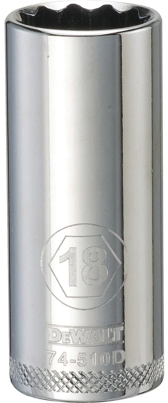 18 Millimeter Metric Deep Socket, 12-Point, 3/8 Inch Drive