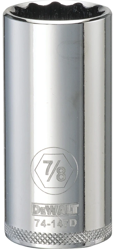 Sae Deep Socket, 12-point, 7/8 In., 3/8 In. Drive, Chrome Vanadium Steel