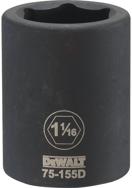 Six Point SAE Impact Socket, Three Quarter Inch Drive, One and One Sixteenth Inch Size