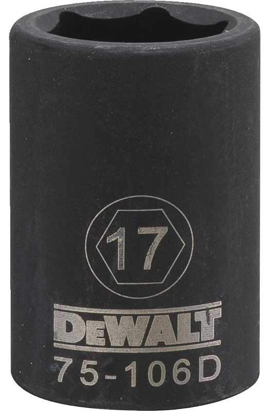 17 Millimeter Metric Impact Socket, 6-Point, Black Oxide Finish, 1/2 Inch Drive