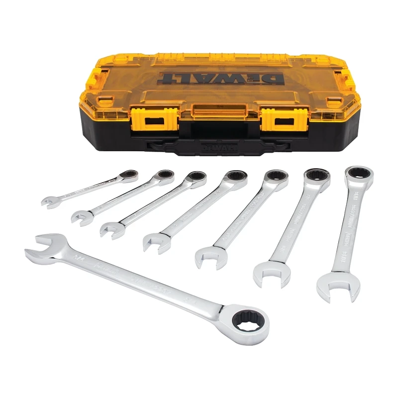 8-piece Sae Ratcheting Combination Wrench Set With Tough Box Case