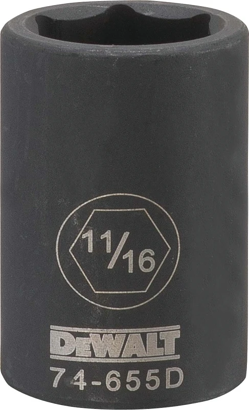 Sae Impact Socket, 6-point, Black Oxide, 1/2 In. Drive, 11/16 In.