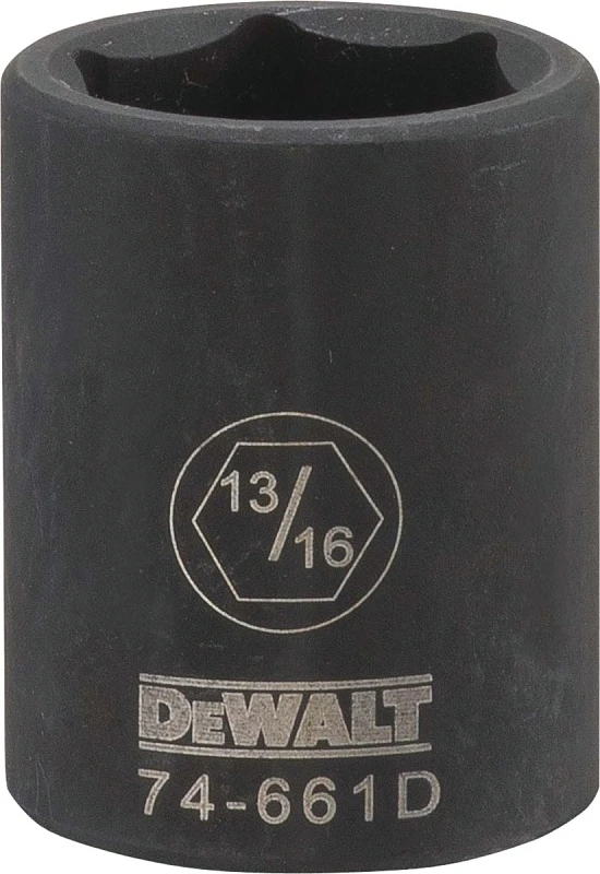 Six-Point SAE Impact Socket, Black Oxide Finish, 1/2 Inch Drive, 13/16 Inch Size