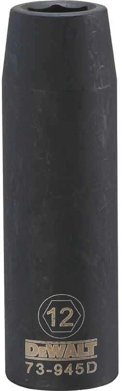 12 Millimeter Metric Deep Impact Socket, 6-Point, Black Oxide Finish, 1/2 Inch Drive