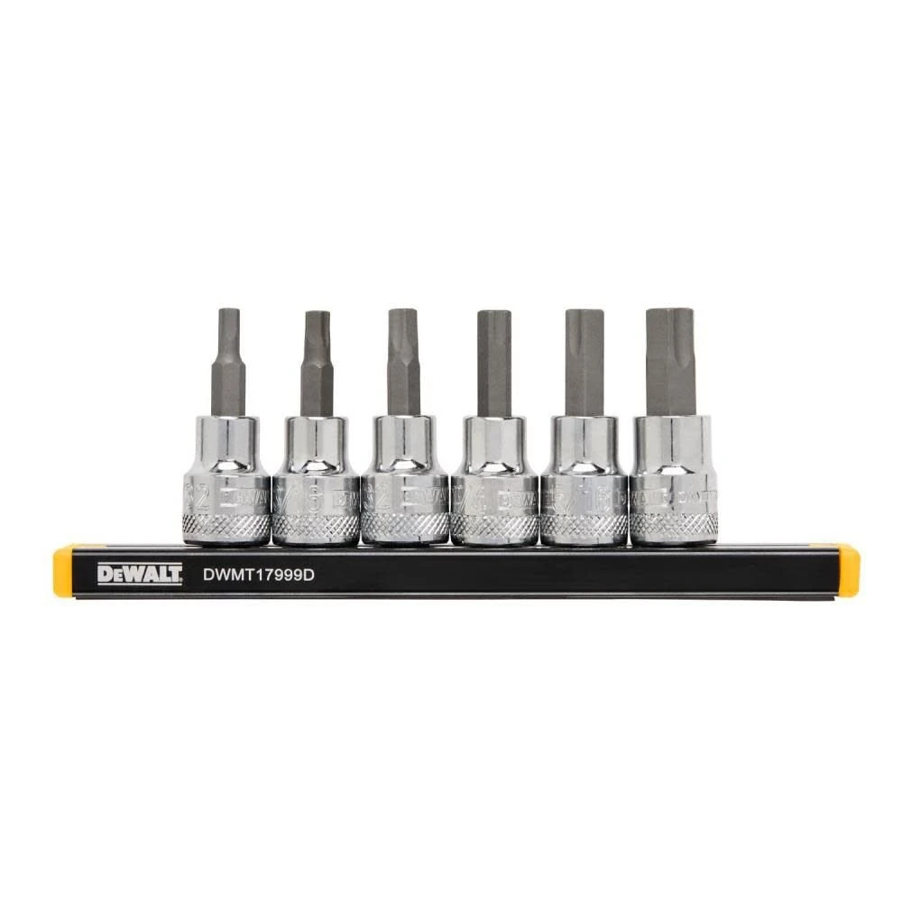 6-Piece SAE Hex Bit Socket Set with 3/8 Inch Drive
