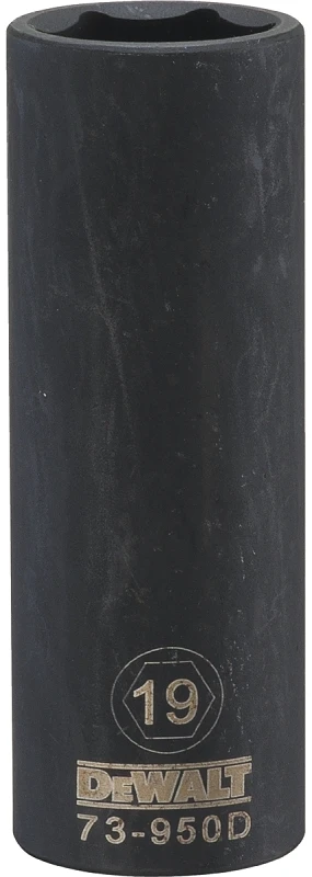 Metric Deep Impact Socket 19 Millimeter 6-Point Black Oxide Finish 1/2 Inch Drive
