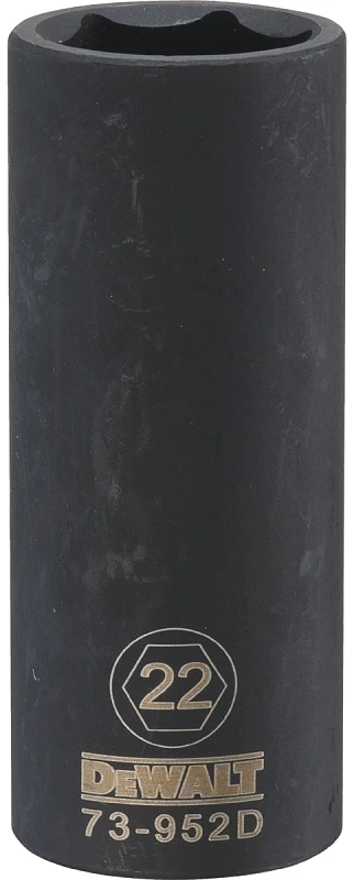 Metric Deep Impact Socket, 6-point, Black Oxide, 1/2 In. Drive, 22mm