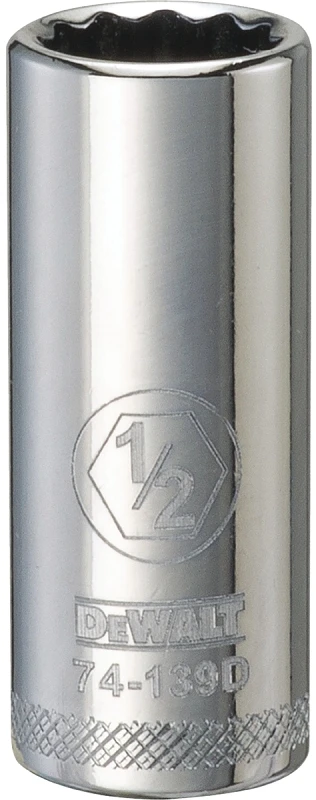 Sae Deep Socket, 12-point, 1/2 Inch, 3/8 Inch Drive