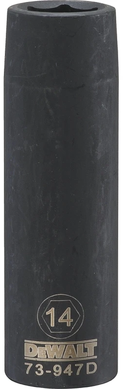 Metric Deep Impact Socket 14 Millimeter 6-Point Black Oxide Finish 1/2 Inch Drive