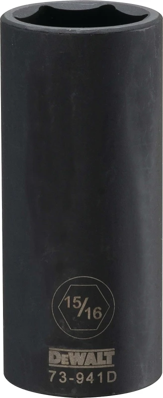SAE Deep Impact Socket, Six Point, One Half Inch Drive, Fifteen Sixteenths Inch